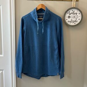 Women's L.L.Bean Cozy Mixed-Knit Pullover Size Large Tall Blue